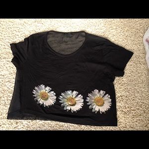Sunflower Sparkle Design Black ~Crop Top